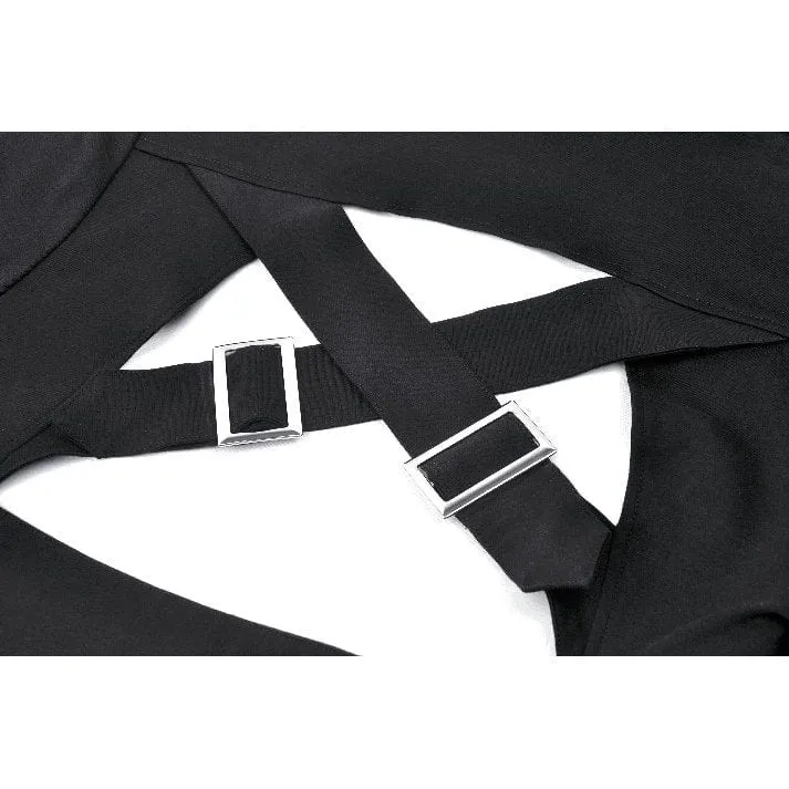 Women's Punk Cut-out Buckle-up Cape with Hood