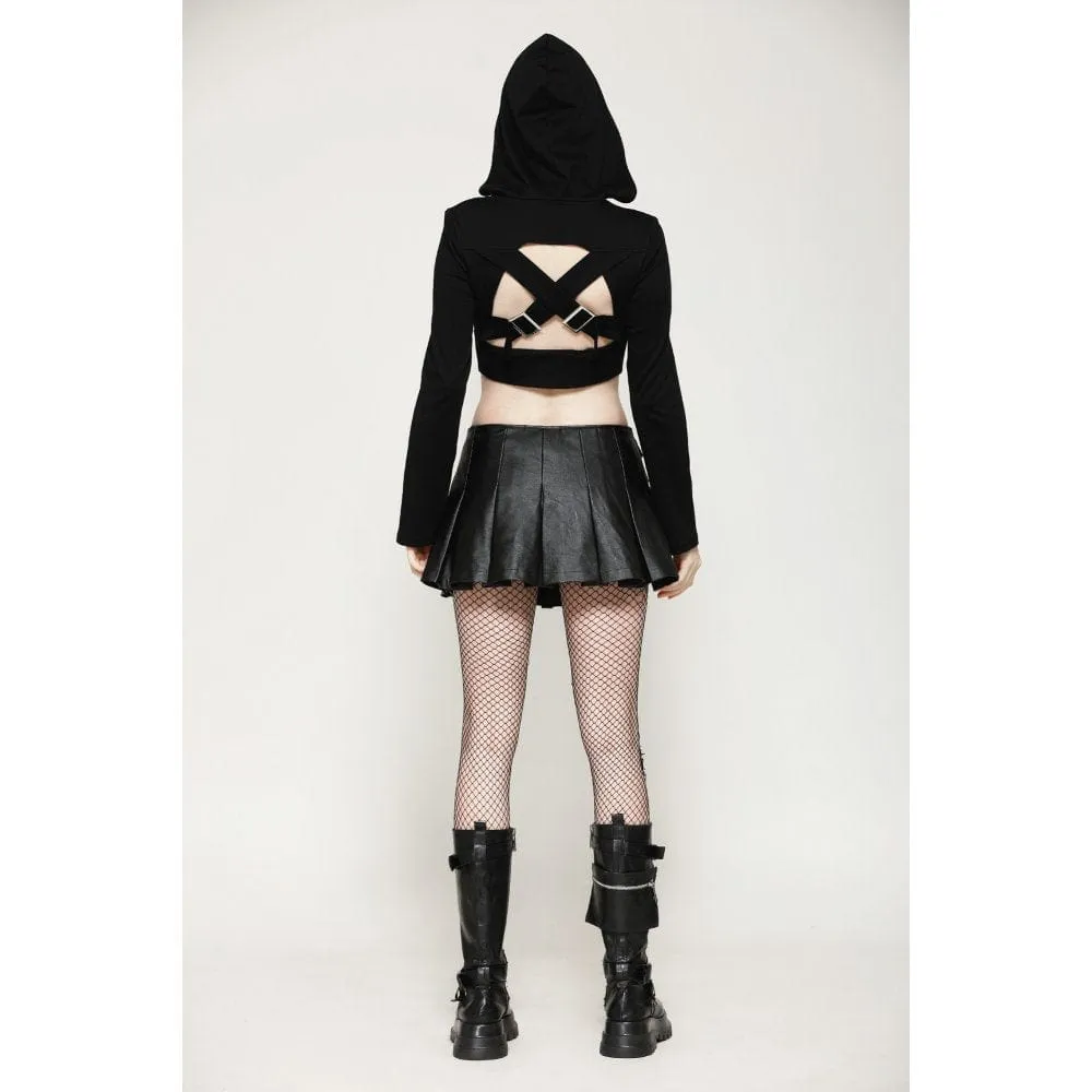 Women's Punk Cut-out Buckle-up Cape with Hood