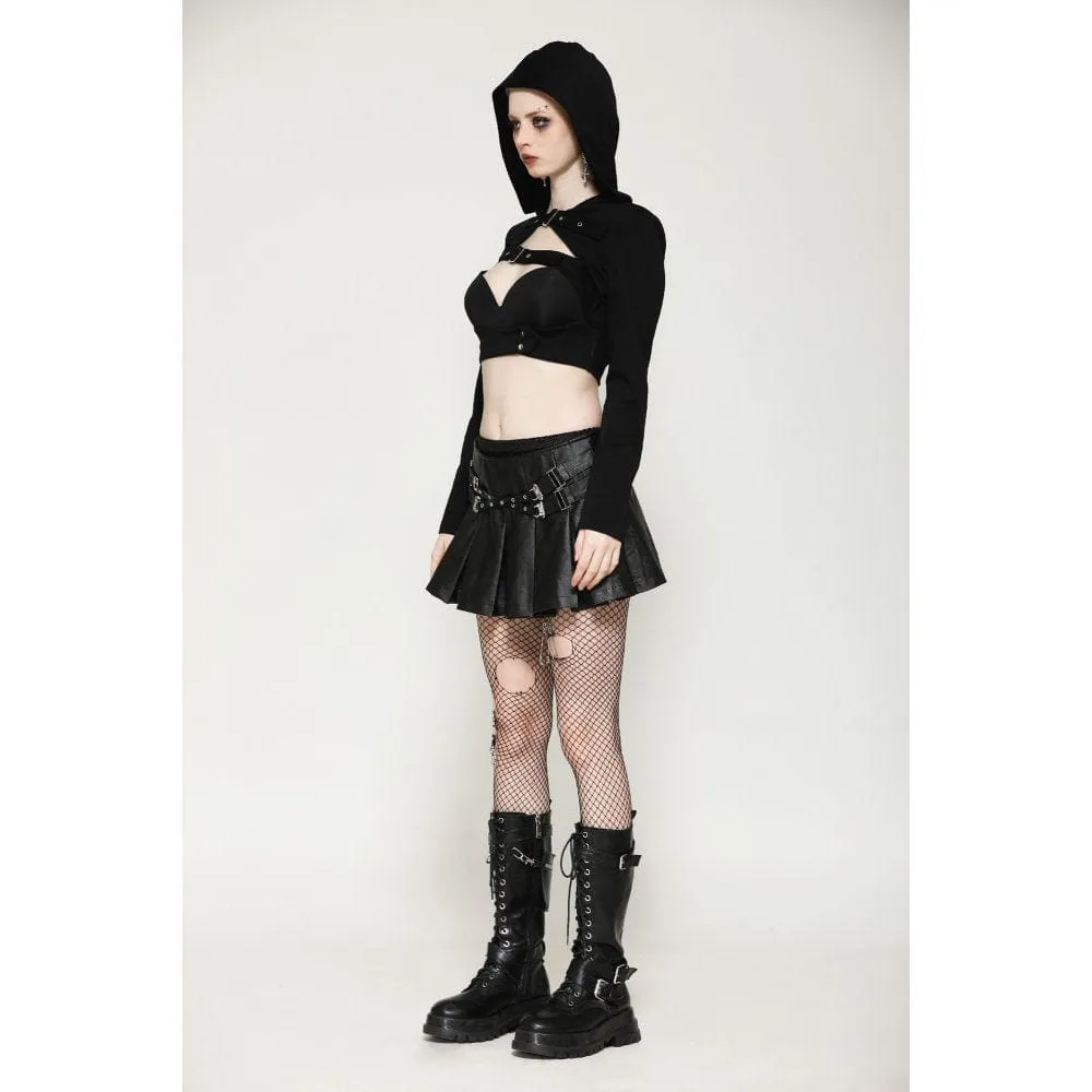 Women's Punk Cut-out Buckle-up Cape with Hood